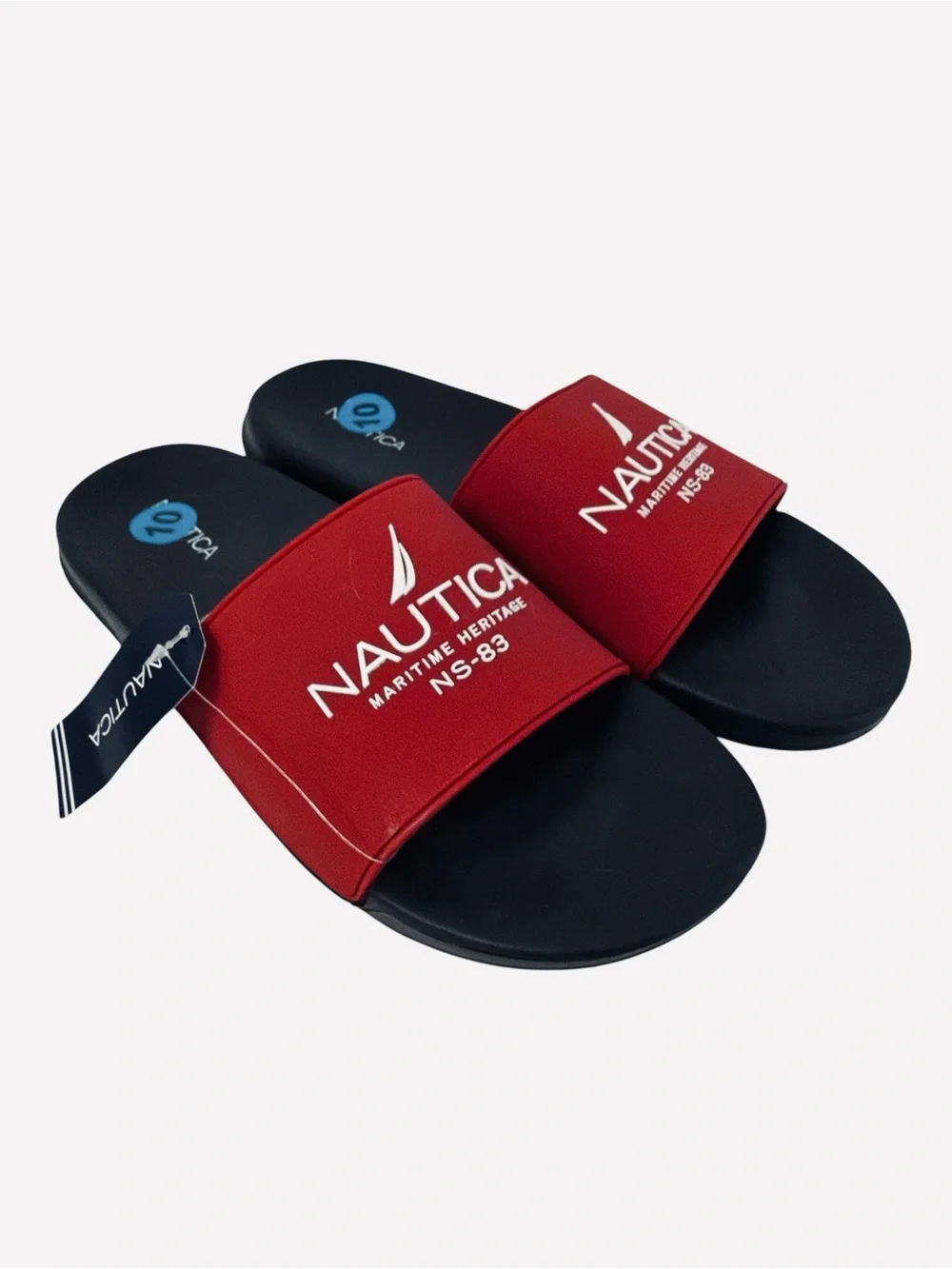 Nautica Men's Athletic Slide Comfort Sandal Shower Slippers Red/Black Size 10